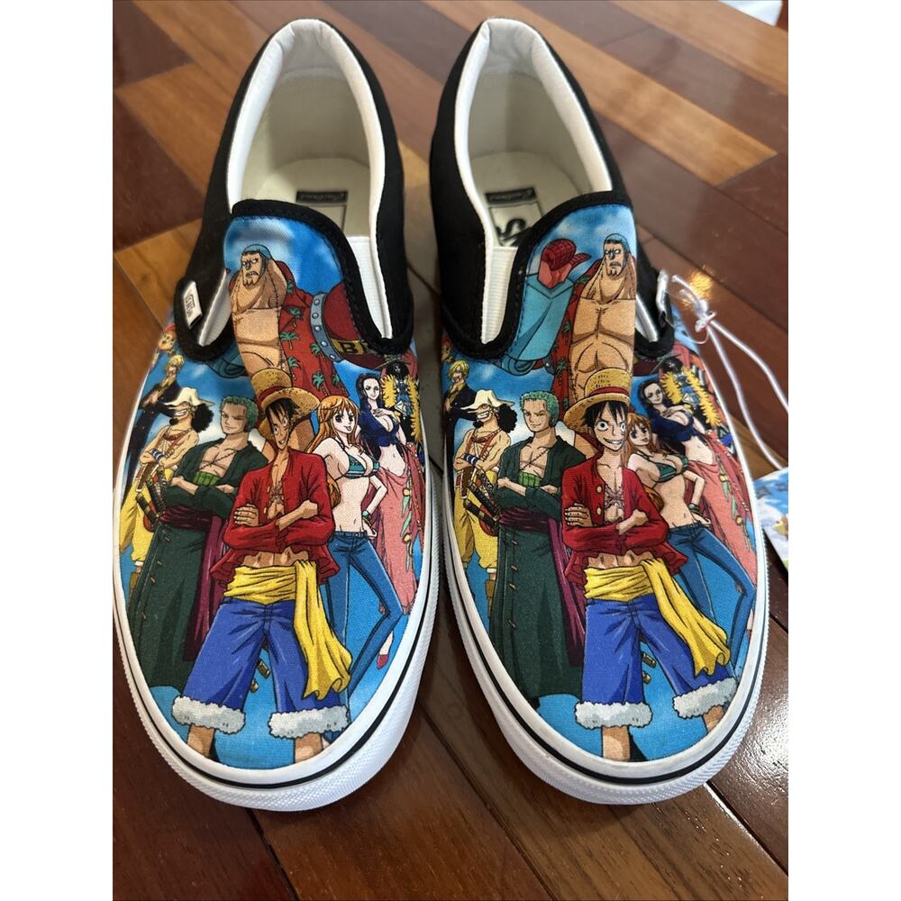 Vans Customs x One Piece Japan Luffy Slip-On Anime Shoes Straw Hat Crew 11.5 - Picture 2 of 10